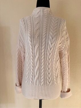 COS Cable Knit Turtleneck Sweater in Pale Cream